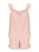 Ruffle Trim Sleeveless Top and Shorts Set