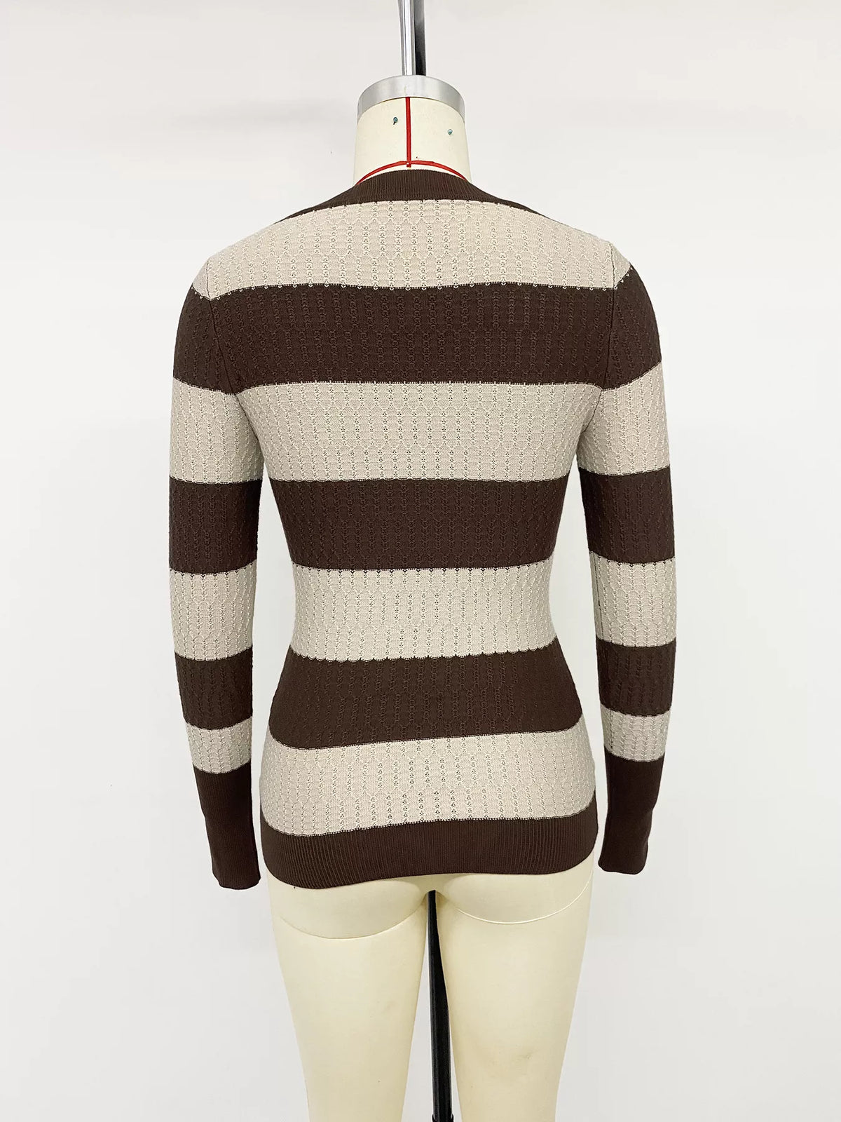 Striped V-Neck Knit Top