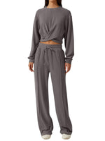Twist-Front Long Sleeve Top and Pants Set