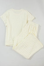 Textured Round Neck Top and Pants Set