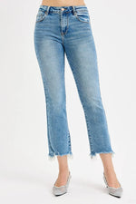RISEN Full Size High Rise Crop Straight Slim Jeans Plus Size - Ladyez