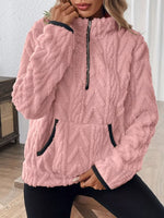 Full Size Half Zip Kangaroo Pocket Sweatshirt Plus Size