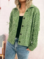 Openwork Cable Knit Button-Up Cardigan