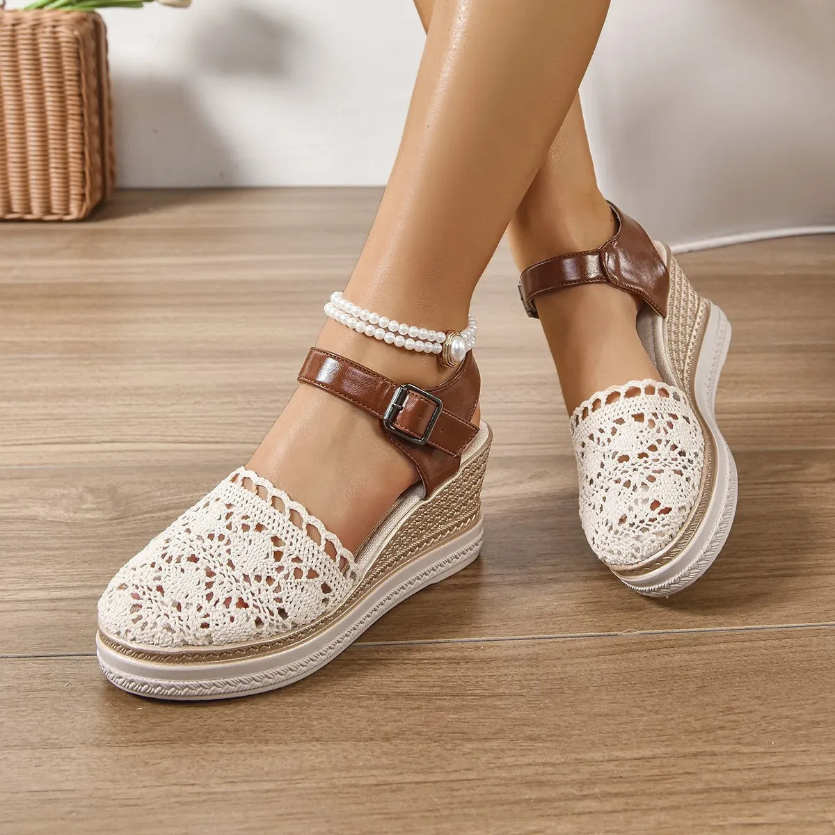 Round Toe Wedge Sandals