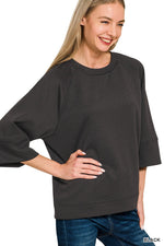 Zenana Scuba 3/4 Sleeve Pullover