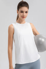 Round Neck Wide strap Active Tank - Ladyez