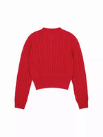 Cable-Knit Button-Front Cardigan