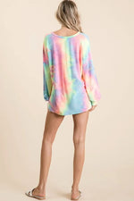 BiBi Tie Dye French Terry Top With Balloon Sleeves