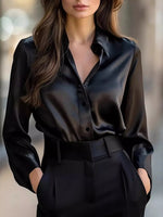 Button Down Collared Neck Long Sleeve Shirt