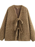Textured Knit Tie-Front Outerwear