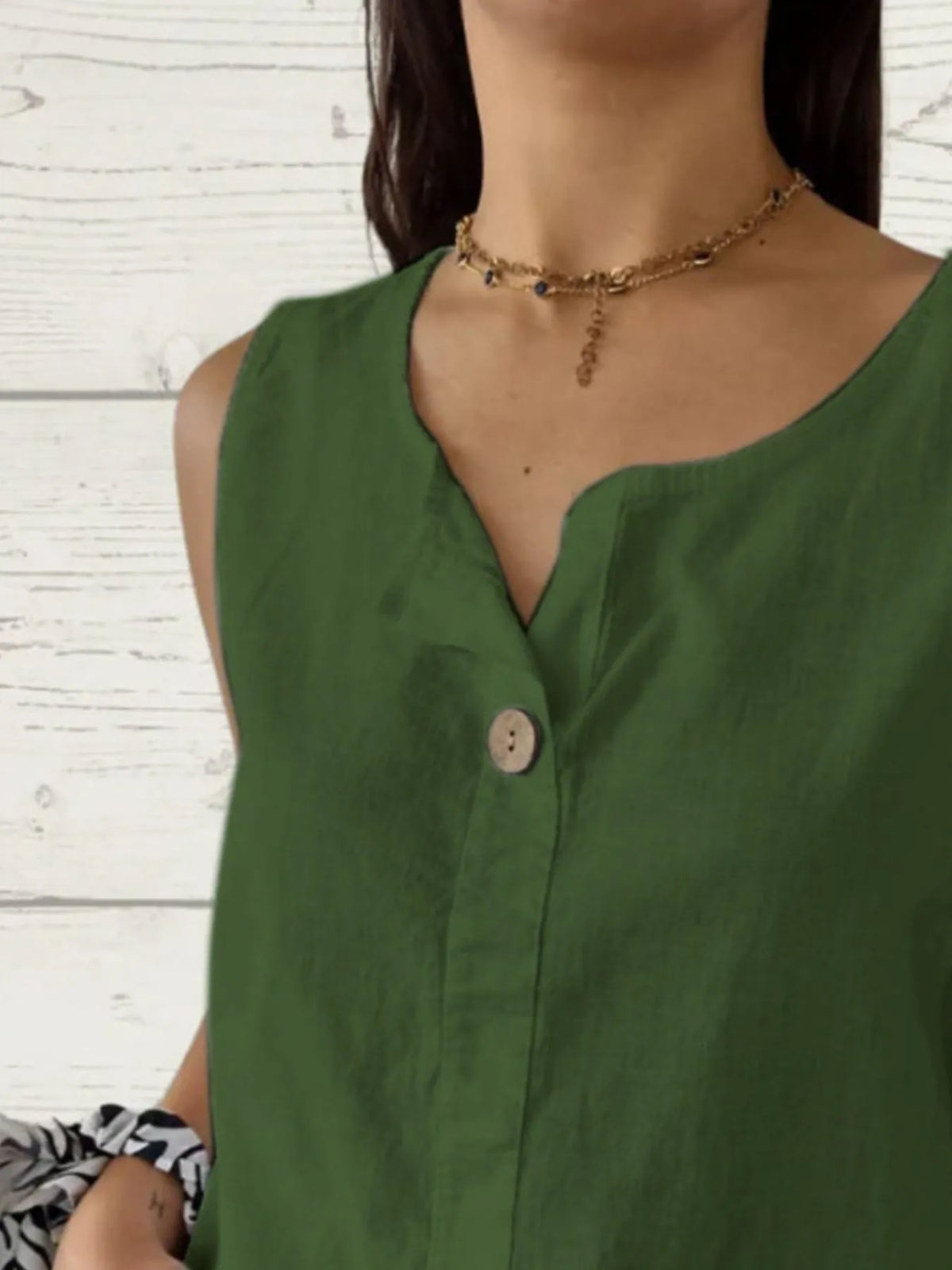 Full Size Casual Linen Sleeveless Blouse Plus Size - Ladyez