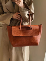 Crocodile-Embossed Shoulder Bag