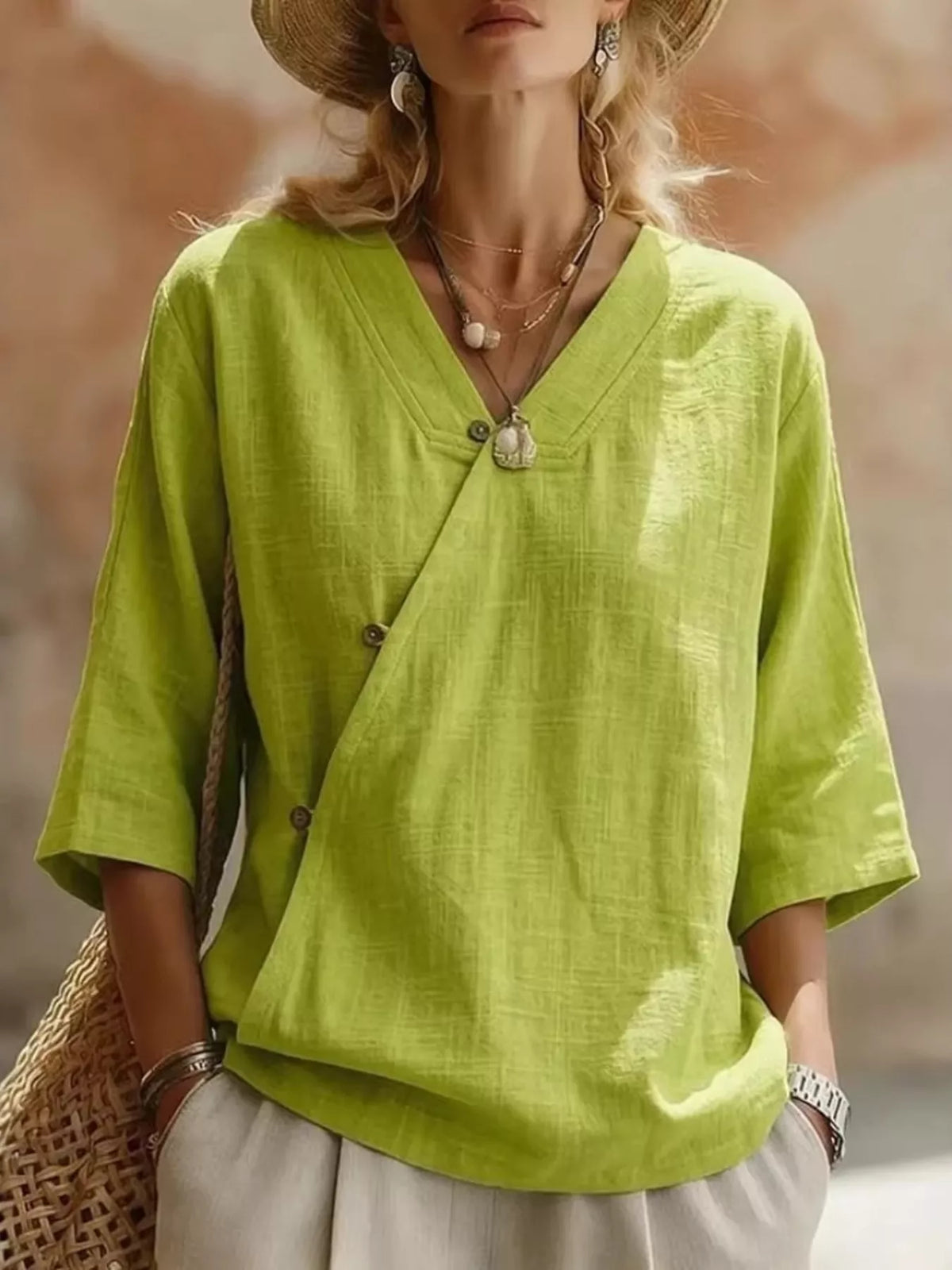 Surplice 3/4 Sleeve Blouse