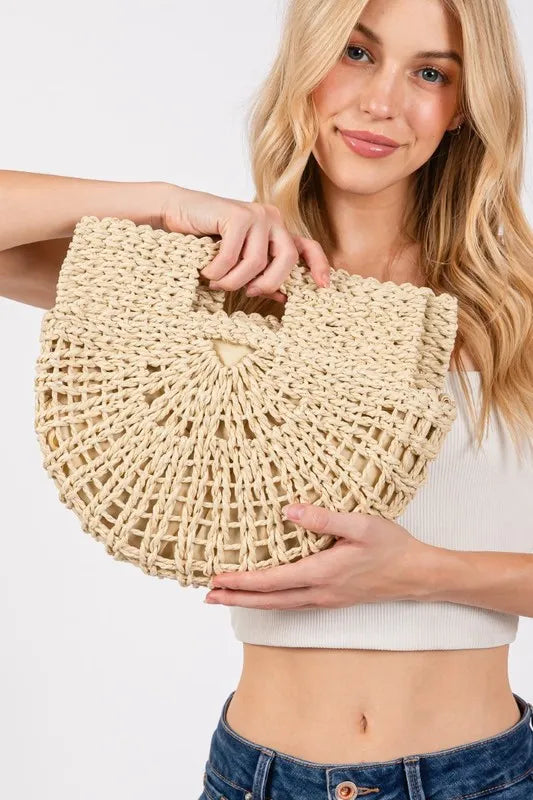 Fame Braided Semi Circle Tote Bag