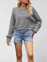 Round Neck Dropped Shoulder Sweater