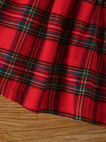 Children's First Christmas Bodysuit and Plaid Dress Outfit Set with Headband