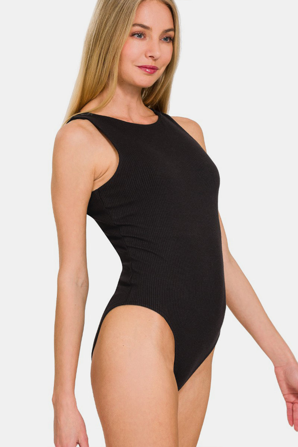 Zenana Ribbed Double Layered Bodysuit - Ladyez