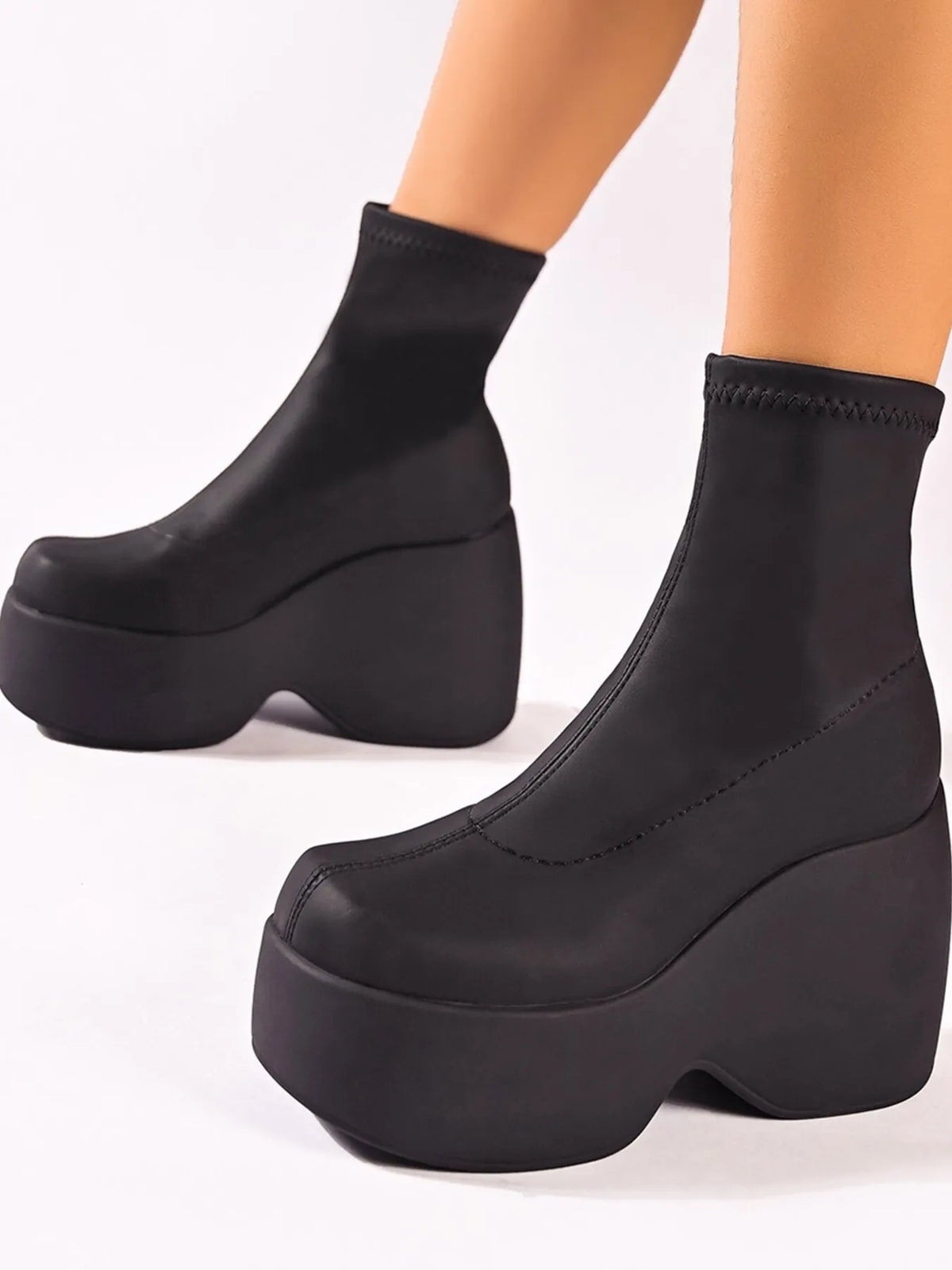 Chunky Platform Wedge Boots - Ladyez