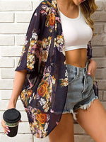 Open Front Half Sleeve Cover-Up - Ladyez