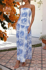 Printed Halter Neck Maxi Dress