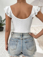 Eyelet Lace Ruffled Corset Bodysuit - Ladyez