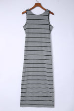 Striped Slit Sleeveless Maxi Dress - Ladyez