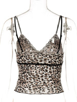 Leopard Print Lace Trim Cami