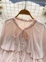 Ruffle Tiered Chiffon Blouse