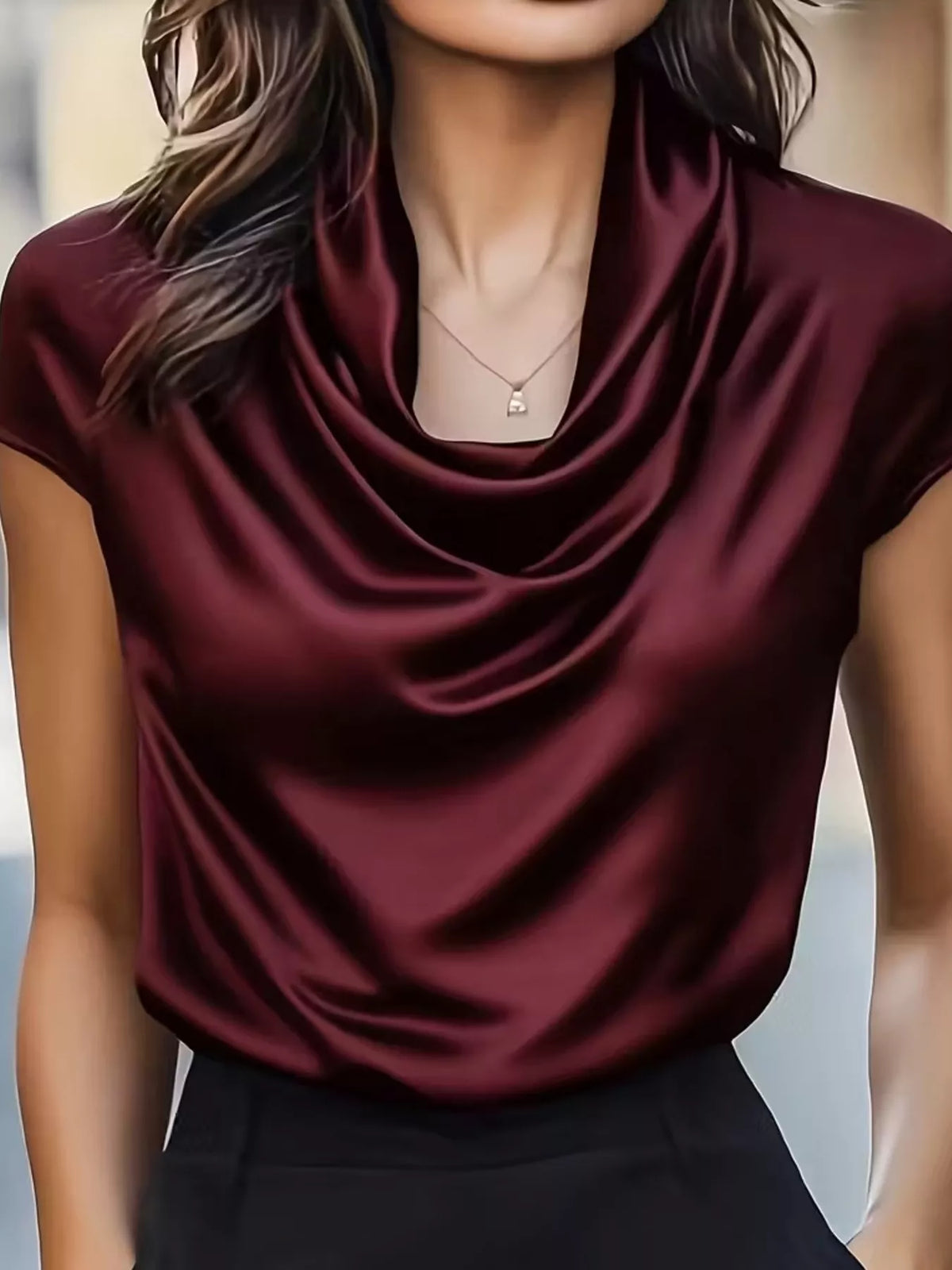 Cowl Neck Satin Blouse