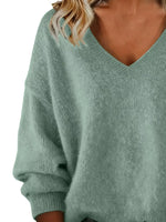Full Size V-Neck Dropped Shoulder Sweater Plus Size