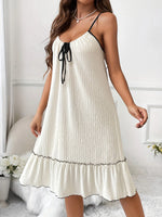 Full Size Tiered Ruffled Lounge Dress with Contrast Trim Plus Size - Ladyez