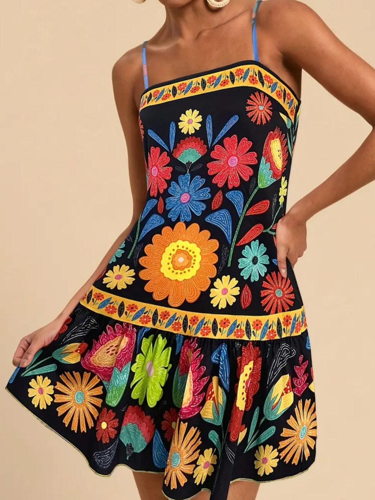Floral Print Sleeveless Mini Dress