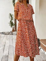 Polka Dot Button Front Midi Dress