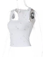 Bead Embellished Square Neck Tank