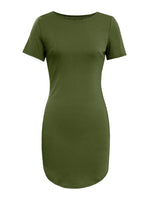 Round Neck Short Sleeve Mini Tee Dress