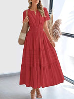 Full Size Short Sleeve Tiered Midi Dress Plus Size