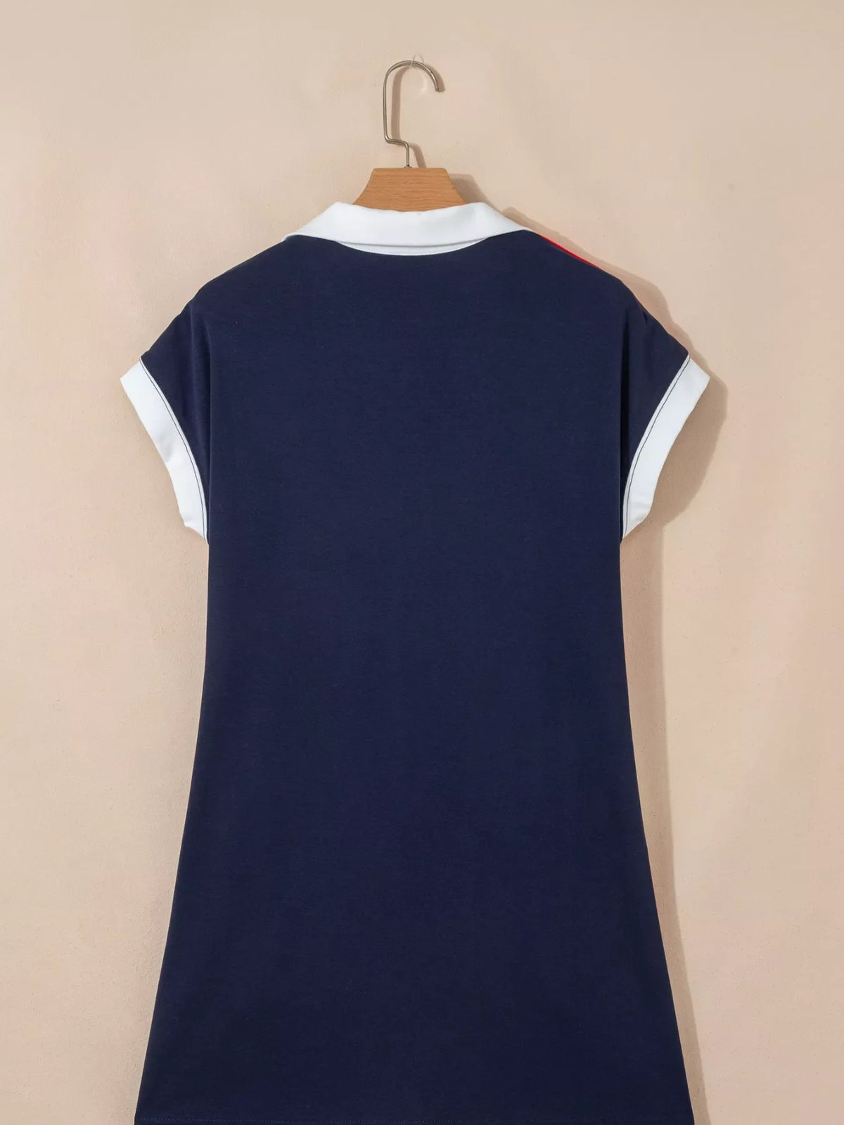 Americana Colorblock Stripes Zip up Collared T Shirt Mini Dress