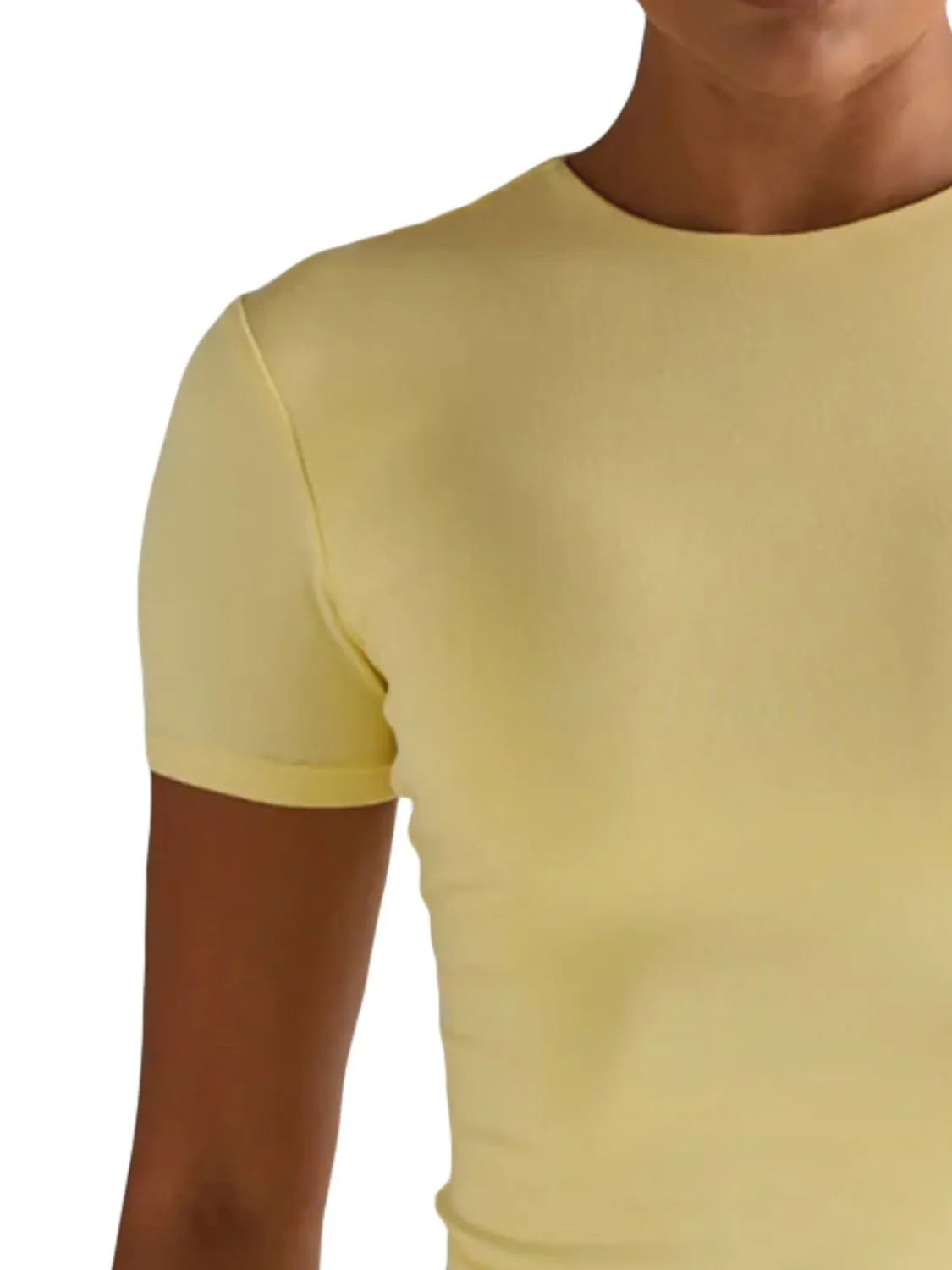 Round Neck Short Sleeve Swim Top - Ladyez