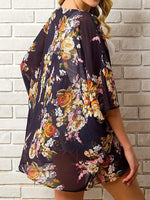 Open Front Half Sleeve Cover-Up - Ladyez