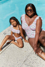 Marina West Swim Full Size Float On Ruffle Faux Wrap One-Piece in Roses Off-White - Ladyez