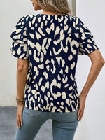 Animal Print Ruffle Sleeve Blouse
