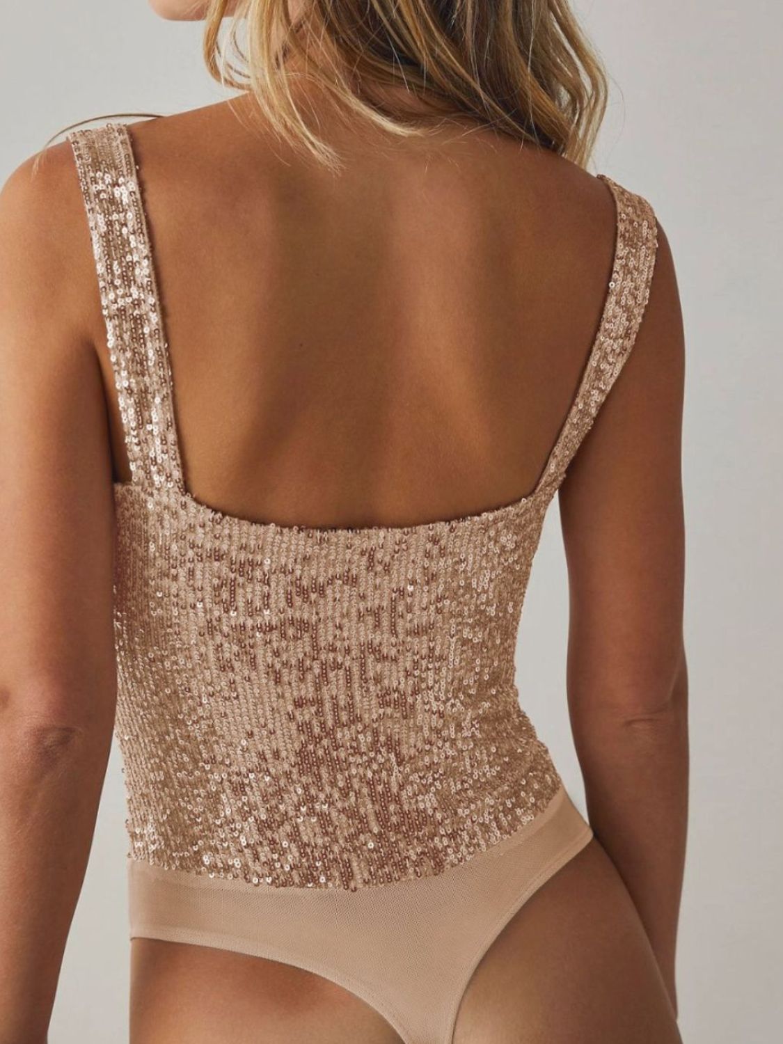 Sequin Wide Strap Bodysuit - Ladyez