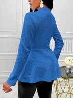 One Button Textured Peplum Cardigan