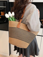 Striped Woven Straw Shoulder Bag