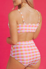Plaid Print High Waist Bikini Set - Ladyez