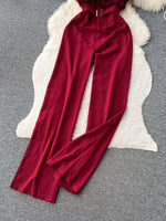 Feather Trim Strapless Wide Leg Jumpsuit