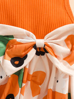 Children's Ruffled Cardigan and Bow Dress Set with Headband