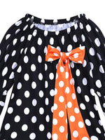 Children's Halloween Ghost Polka Dot Dress with Bow