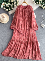 Tie Waist Long Sleeve Dress