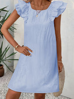 Bow Back Ruffled Sleeve Dress - Ladyez